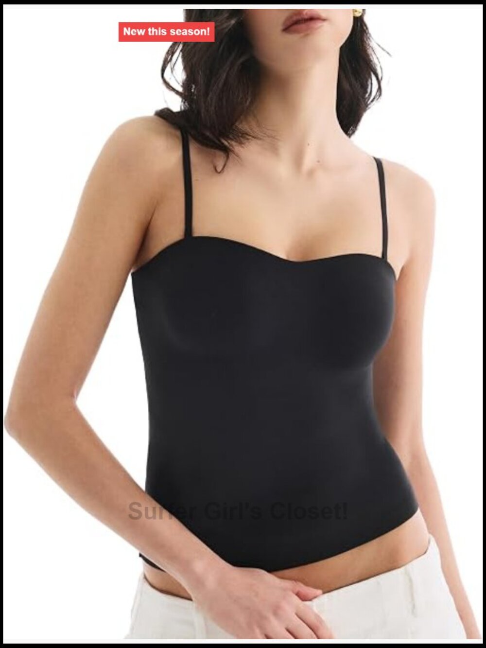 Built in Bra Tank Top for Women Padded Cami Scoop Neck Spaghetti Straps Summer